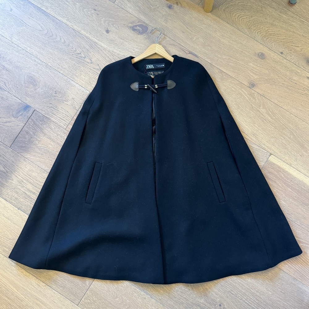 NWOT Zara Wool Cape in Black size L